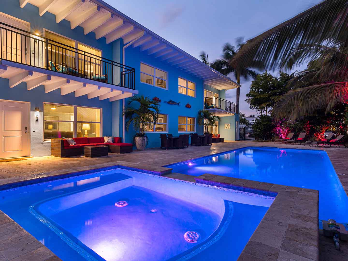 Blue Water Cove Resort Pools at Night